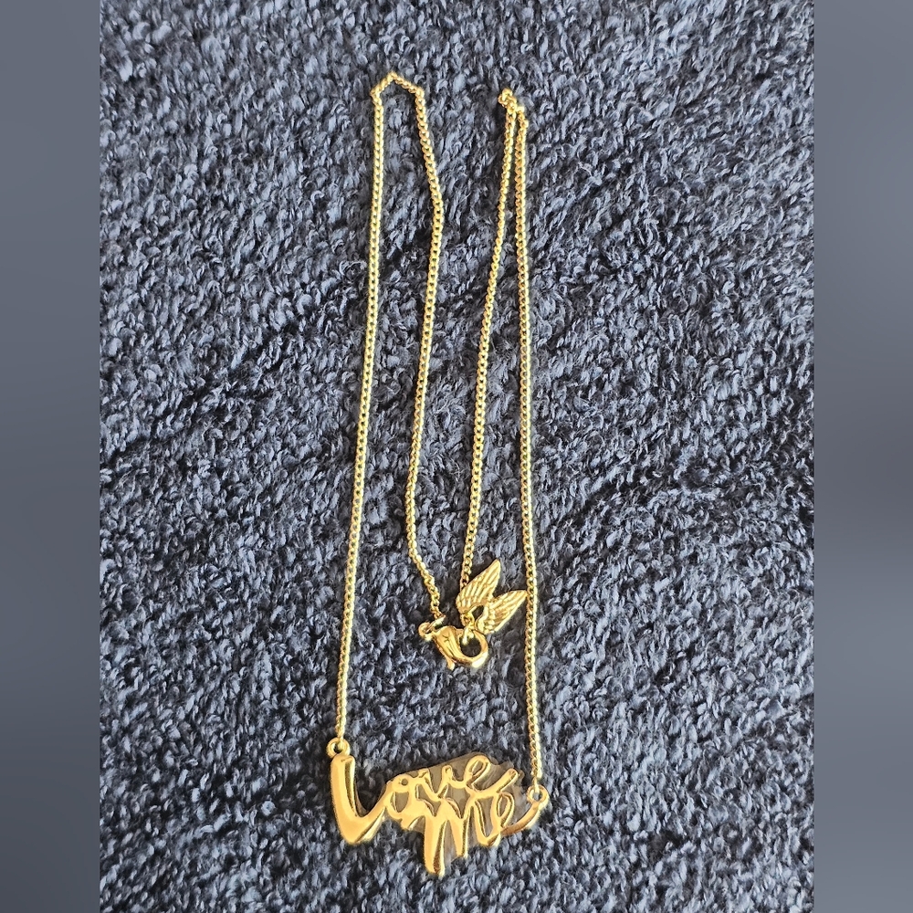 Victoria's Secret Love Me Necklace with Angel Wings at clasp